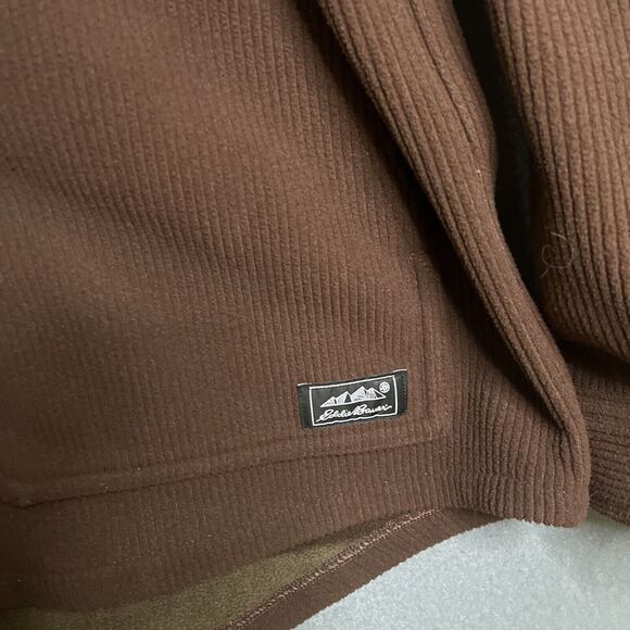 EDDIE BAUER Men's TXL Chutes Microfleece Lined Shirt Jacket Shacket Brown - Picture 3 of 9